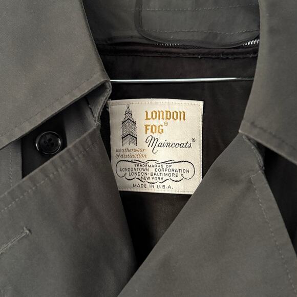 London Fog Black Trench Coat - Picture 3 of 10